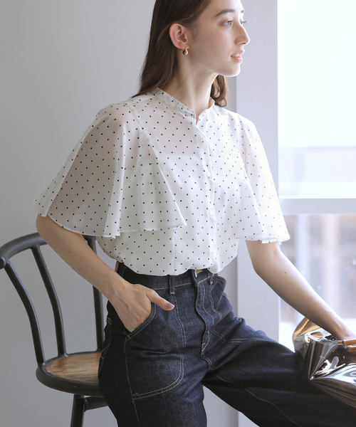 La TOTALITE(ラトータリテ)の「《WEB限定》【洗える】ケープスリーブシャツ(シャツ/ブラウス・レディース・ブラック/ブラック系その他/ホワイト・FREE)」の19枚目の写真