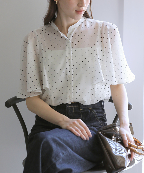 La TOTALITE(ラトータリテ)の「《WEB限定》【洗える】ケープスリーブシャツ(シャツ/ブラウス・レディース・ブラック/ブラック系その他/ホワイト・FREE)」の18枚目の写真