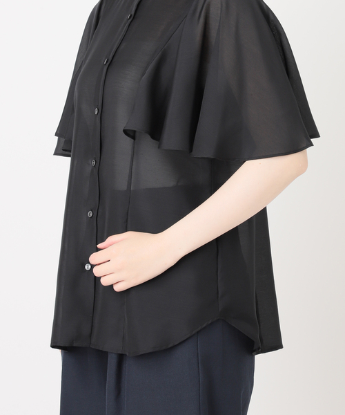 La TOTALITE(ラトータリテ)の「《WEB限定》【洗える】ケープスリーブシャツ(シャツ/ブラウス・レディース・ブラック/ブラック系その他/ホワイト・FREE)」の11枚目の写真