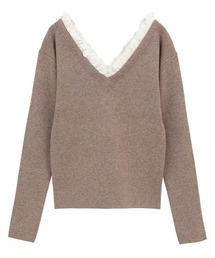 【CLANE】2WAY FRILL V NECK KNIT TOPS
