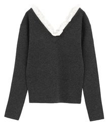 【CLANE】2WAY FRILL V NECK KNIT TOPS