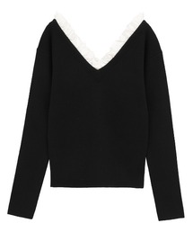 【CLANE】2WAY FRILL V NECK KNIT TOPS
