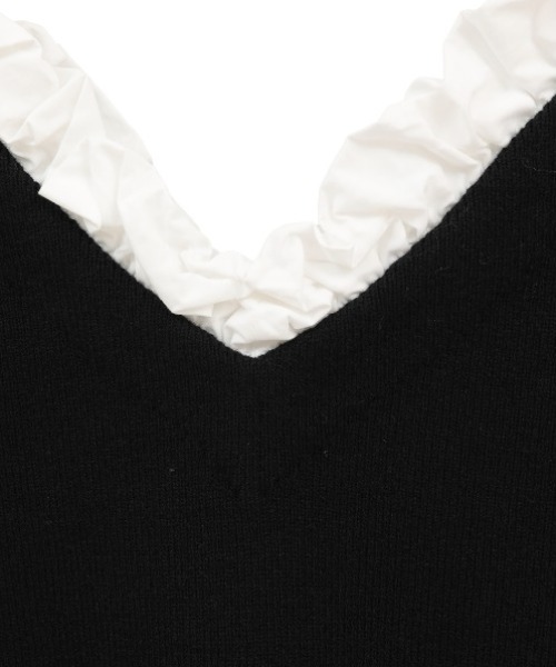 CLANE(クラネ)の「【CLANE】2WAY FRILL V NECK KNIT TOPS(ニット/セーター・レディース・ブラック/ベージュ/グレー・1)」の4枚目の写真