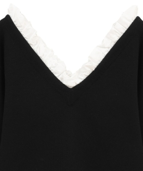 CLANE(クラネ)の「【CLANE】2WAY FRILL V NECK KNIT TOPS(ニット/セーター・レディース・ブラック/ベージュ/グレー・1)」の6枚目の写真