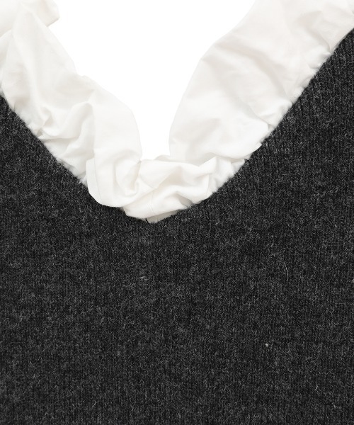 CLANE(クラネ)の「【CLANE】2WAY FRILL V NECK KNIT TOPS(ニット/セーター・レディース・ブラック/ベージュ/グレー・1)」の10枚目の写真