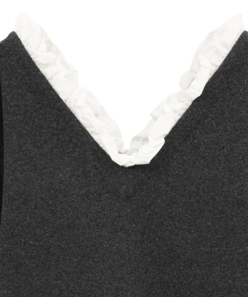 CLANE(クラネ)の「【CLANE】2WAY FRILL V NECK KNIT TOPS(ニット/セーター・レディース・ブラック/ベージュ/グレー・1)」の12枚目の写真