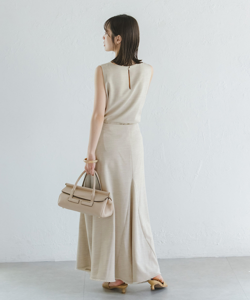 Noble（ノーブル）の「《WEB限定追加》【洗える】フリンジヘムレイヤードワンピース（ワンピース・レディース・モカ/ベージュ・36/38）」の7枚目の写真