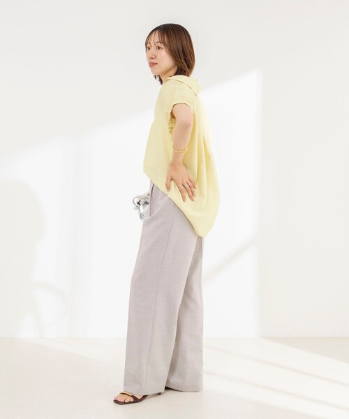 NOLLEY’S（ノーリーズ）の「【BECシリーズ】ウォッシャブルオーガンジースキッパーシャツ（シャツ/ブラウス・レディース・イエロー/オフホワイト/ダークブラウン・38）」の21枚目の写真