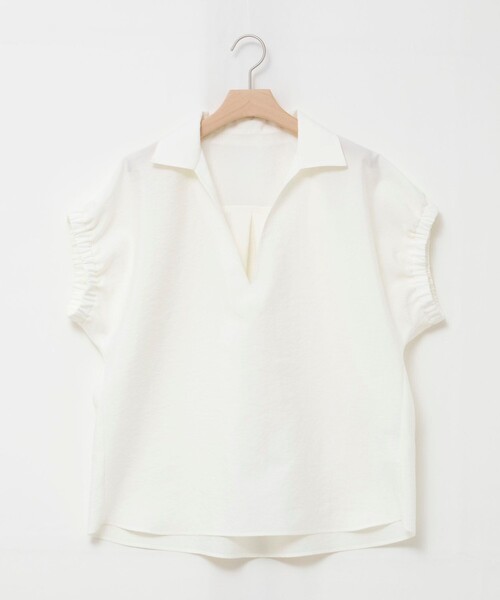 NOLLEY’S（ノーリーズ）の「【BECシリーズ】ウォッシャブルオーガンジースキッパーシャツ（シャツ/ブラウス・レディース・イエロー/オフホワイト/ダークブラウン・38）」の14枚目の写真