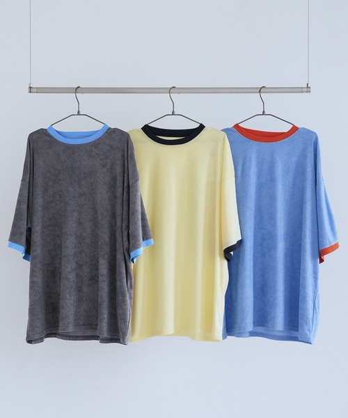 reca(レカ)の「パイルリンガーBIGTシャツ(Tシャツ/カットソー・レディース・チャコールグレー/イエロー/ブルー・M)」の4枚目の写真