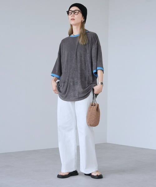 reca(レカ)の「パイルリンガーBIGTシャツ(Tシャツ/カットソー・レディース・チャコールグレー/イエロー/ブルー・M)」の8枚目の写真