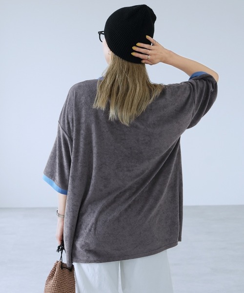 reca(レカ)の「パイルリンガーBIGTシャツ(Tシャツ/カットソー・レディース・チャコールグレー/イエロー/ブルー・M)」の10枚目の写真