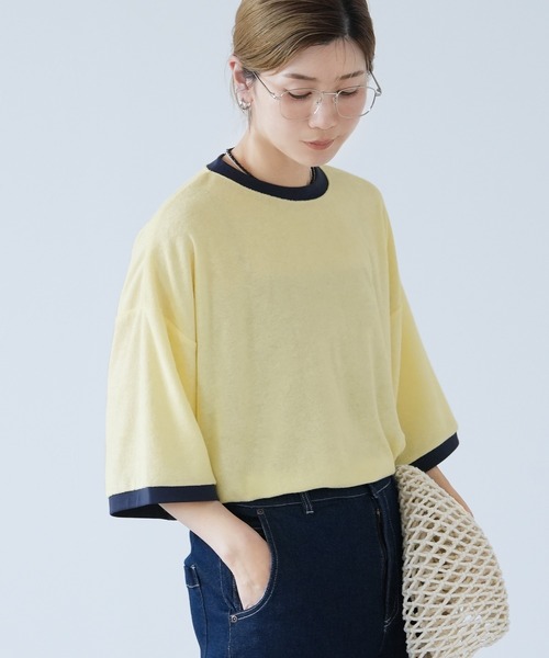 reca(レカ)の「パイルリンガーBIGTシャツ(Tシャツ/カットソー・レディース・チャコールグレー/イエロー/ブルー・M)」の11枚目の写真