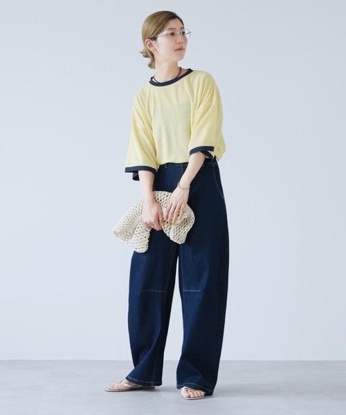 reca(レカ)の「パイルリンガーBIGTシャツ(Tシャツ/カットソー・レディース・チャコールグレー/イエロー/ブルー・M)」の12枚目の写真