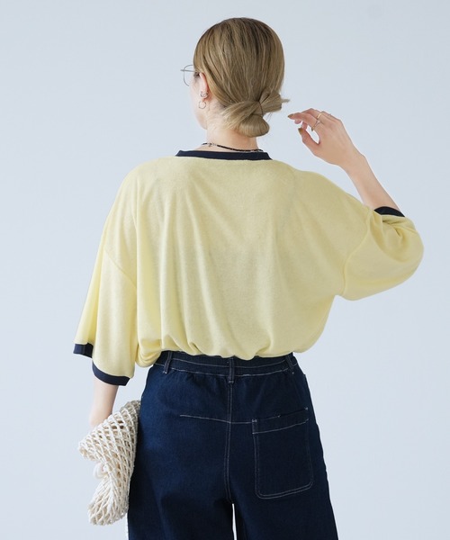 reca(レカ)の「パイルリンガーBIGTシャツ(Tシャツ/カットソー・レディース・チャコールグレー/イエロー/ブルー・M)」の14枚目の写真