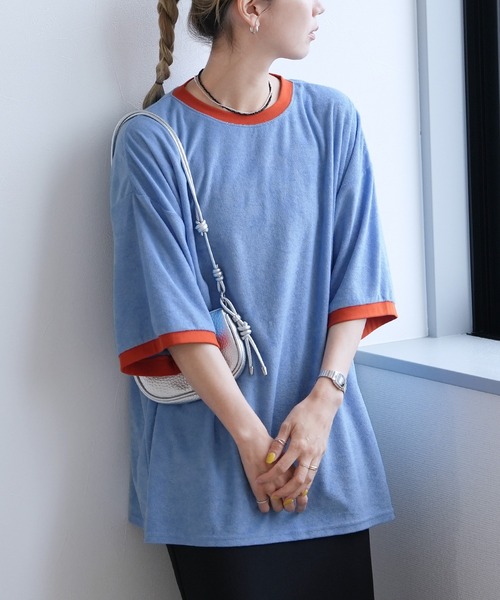 reca(レカ)の「パイルリンガーBIGTシャツ(Tシャツ/カットソー・レディース・チャコールグレー/イエロー/ブルー・M)」の16枚目の写真