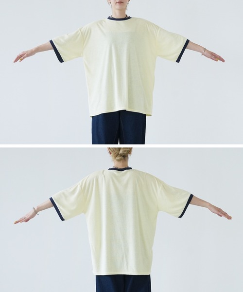 reca（レカ）の「パイルリンガーBIGTシャツ（Tシャツ/カットソー・レディース・チャコールグレー/イエロー/ブルー・M）」の12枚目の写真