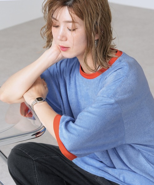 reca（レカ）の「パイルリンガーBIGTシャツ（Tシャツ/カットソー・レディース・チャコールグレー/イエロー/ブルー・M）」の22枚目の写真