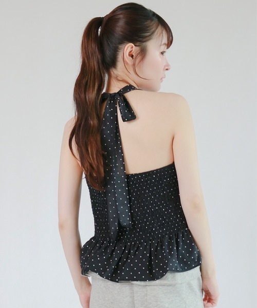 mic by Olu.(ミックバイオルドット)の「< ZOZOTOWN限定 >ドットリボンホルタートップス(シャツ/ブラウス・レディース・アイボリー/ブラック・FREE)」の10枚目の写真