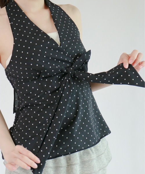 mic by Olu.(ミックバイオルドット)の「< ZOZOTOWN限定 >ドットリボンホルタートップス(シャツ/ブラウス・レディース・アイボリー/ブラック・FREE)」の11枚目の写真