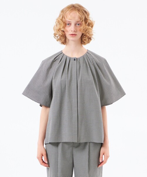 MACKINTOSH PHILOSOPHY（ﾏｯｷﾝﾄｯｼｭ ﾌｨﾛｿﾌｨｰ）の「エアリーサッカーブラウス（シャツ/ブラウス・レディース・ブラック/オフホワイト/ベージュ・38/36）」の7枚目の写真