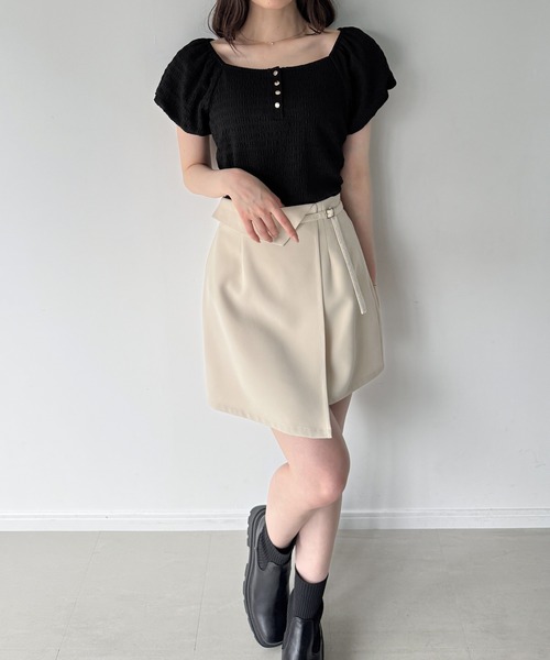 junoah(ジュノア)の「ヘンリーネックパフスリーブジャガードカットソー(Tシャツ/カットソー・レディース・アイボリー/ブラック/ネイビー・MEDIUM/SMALL/LARGE)」の8枚目の写真