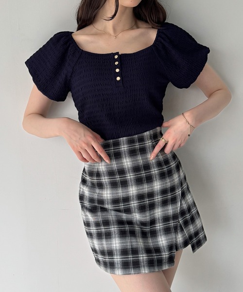 junoah(ジュノア)の「ヘンリーネックパフスリーブジャガードカットソー(Tシャツ/カットソー・レディース・アイボリー/ブラック/ネイビー・MEDIUM/SMALL/LARGE)」の10枚目の写真