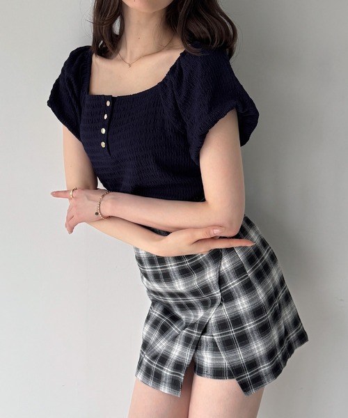 junoah(ジュノア)の「ヘンリーネックパフスリーブジャガードカットソー(Tシャツ/カットソー・レディース・アイボリー/ブラック/ネイビー・MEDIUM/SMALL/LARGE)」の11枚目の写真