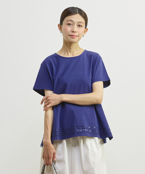 MELROSE claire(メルローズ クレール)の「【裾刺しゅう&スパンコール プルオーバー】(Tシャツ/カットソー・レディース・ホワイト/ブルー/ブラック・FREE)」の3枚目の写真