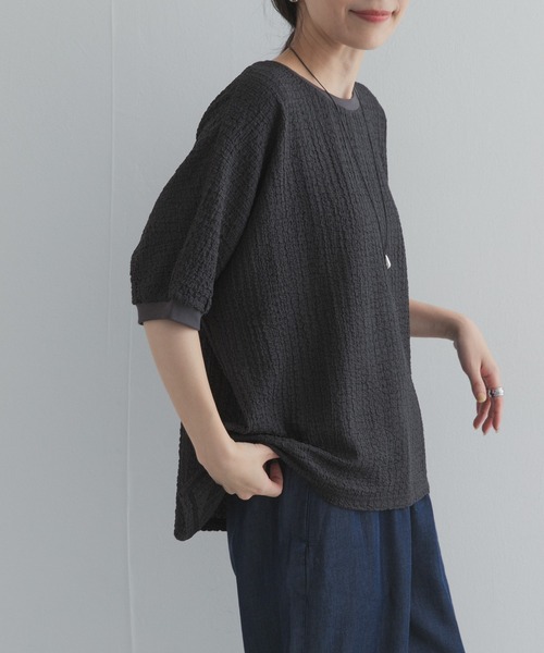 URBAN RESEARCH DOORS(アーバンリサーチドアーズ)の「ワッシャーカットドルマンプルオーバー(Tシャツ/カットソー・レディース・チャコールグレー/ブルー/グレー系その他・FREE)」の2枚目の写真