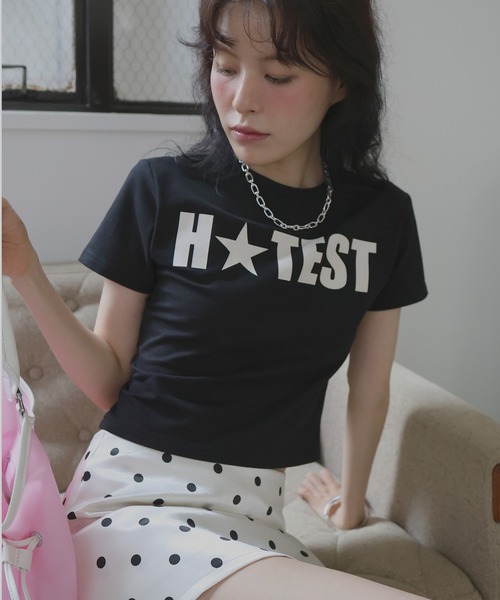 Mili affinity(ミリアフィニティー)の「HOTESTロゴTシャツ(Tシャツ/カットソー・レディース・杢グレー/ブラック/レッド/ピンク/オフホワイト・FREE)」の2枚目の写真