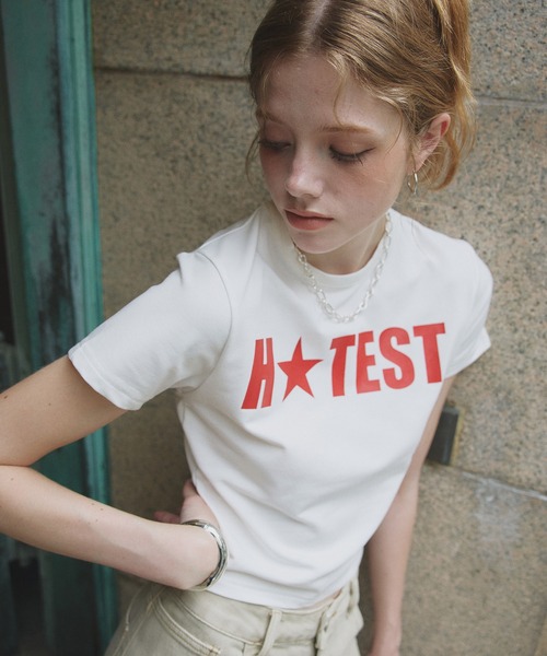 Mili affinity(ミリアフィニティー)の「HOTESTロゴTシャツ(Tシャツ/カットソー・レディース・杢グレー/ブラック/レッド/ピンク/オフホワイト・FREE)」の18枚目の写真