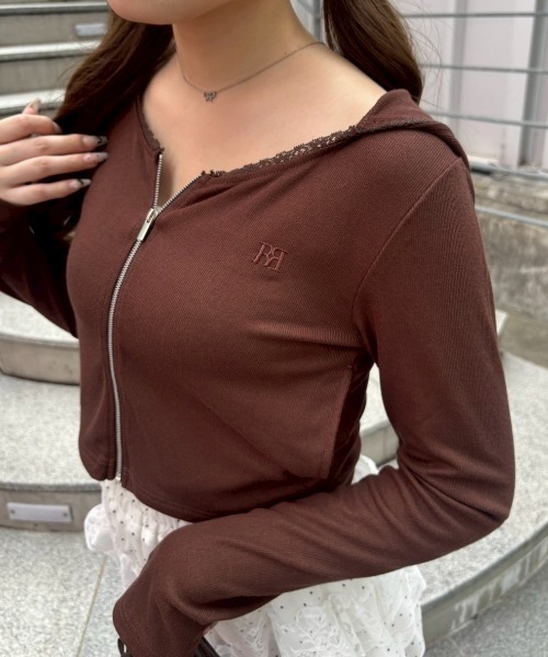 continuer de NICE CLAUP(コンティニューデナイスクラップ)の「【UVカット率90%】刺しゅうUVカットスクエアパーカー(Tシャツ/カットソー・レディース・ブラック/ピンク/アイボリー/ブラウン/ドット/ブラック系その他・FREE)」の22枚目の写真
