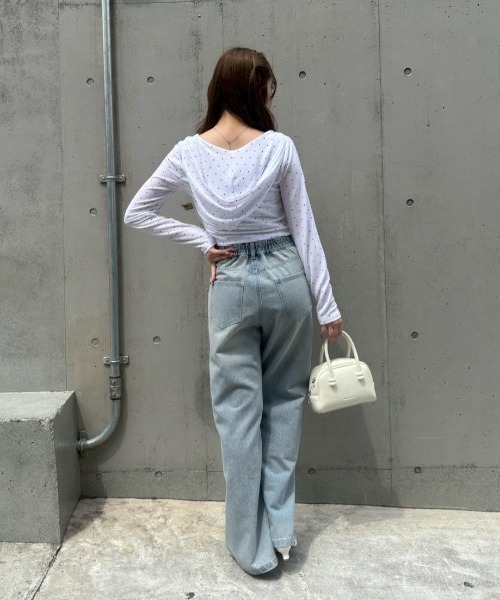 continuer de NICE CLAUP(コンティニューデナイスクラップ)の「【UVカット率90%】刺しゅうUVカットスクエアパーカー(Tシャツ/カットソー・レディース・ブラック/ピンク/アイボリー/ブラウン/ドット/ブラック系その他・FREE)」の14枚目の写真