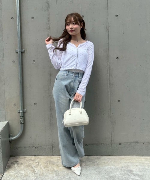 continuer de NICE CLAUP(コンティニューデナイスクラップ)の「【UVカット率90%】刺しゅうUVカットスクエアパーカー(Tシャツ/カットソー・レディース・ブラック/ピンク/アイボリー/ブラウン/ドット/ブラック系その他・FREE)」の15枚目の写真