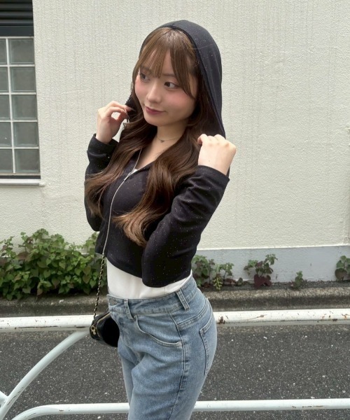 continuer de NICE CLAUP(コンティニューデナイスクラップ)の「【UVカット率90%】刺しゅうUVカットスクエアパーカー(Tシャツ/カットソー・レディース・ブラック/ピンク/アイボリー/ブラウン/ドット/ブラック系その他・FREE)」の16枚目の写真