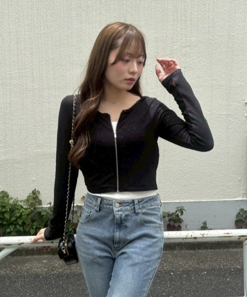 continuer de NICE CLAUP(コンティニューデナイスクラップ)の「【UVカット率90%】刺しゅうUVカットスクエアパーカー(Tシャツ/カットソー・レディース・ブラック/ピンク/アイボリー/ブラウン/ドット/ブラック系その他・FREE)」の19枚目の写真