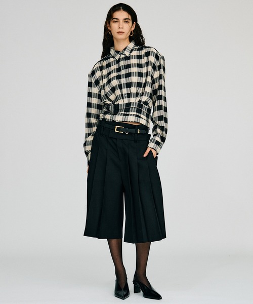 PRANK PROJECT(プランクプロジェクト)の「【2026Autumn Pre-Order】ダブルウエストプリーツハーフパンツ / Double-Waist Pleated Half Pants(その他パンツ・レディース・カーキ/グレー/ブラック・38/36)」の10枚目の写真