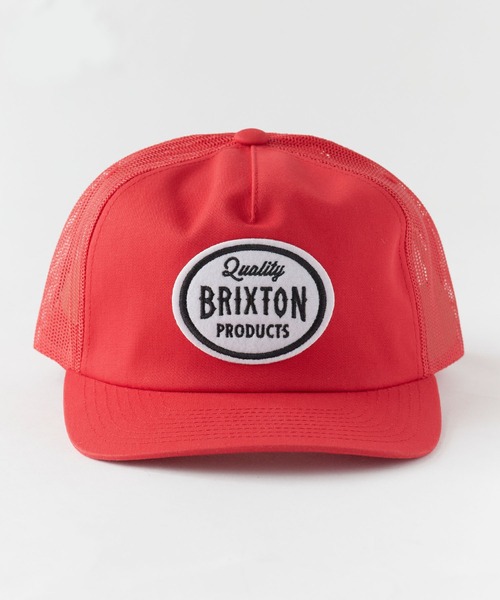 BRIXTON(ブリクストン)の「BRIXTON/ブリクストン HENRY MP TRUCKER ミディアムプロファイル フェルト刺繍 フラットバイザー メッシュ 6Pキャップ スナップバック ストリートメンズ 2026年 夏 夏服(キャップ・メンズ・ブラック/レッド・ONE SIZE)」の4枚目の写真