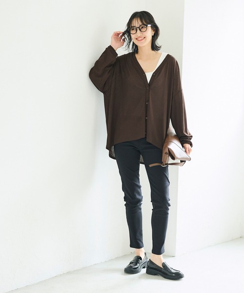 coca(coca)(コカ)の「シアージョーゼットカーディガン(カーディガン/ボレロ・レディース・ブラック/ブラウン・S/L/M)」の3枚目の写真