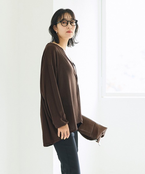 coca(coca)(コカ)の「シアージョーゼットカーディガン(カーディガン/ボレロ・レディース・ブラック/ブラウン・S/L/M)」の4枚目の写真