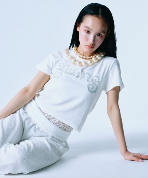 twins（nemne store）（ツインズ）の「Lace twins logo Tee（Tシャツ/カットソー・レディース・White/チャコール・SMALL/MEDIUM）」の8枚目の写真