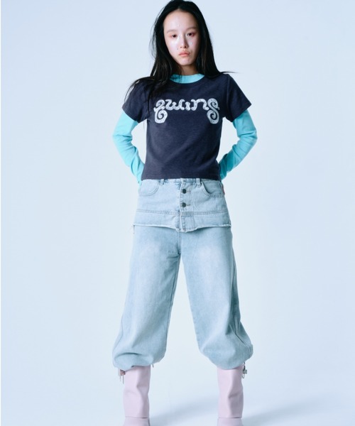 twins（nemne store）（ツインズ）の「Lace twins logo Tee（Tシャツ/カットソー・レディース・White/チャコール・SMALL/MEDIUM）」の14枚目の写真