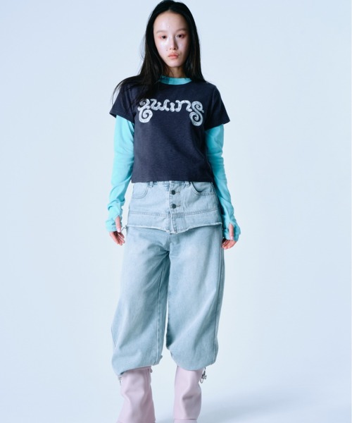 twins（nemne store）（ツインズ）の「Lace twins logo Tee（Tシャツ/カットソー・レディース・White/チャコール・SMALL/MEDIUM）」の15枚目の写真