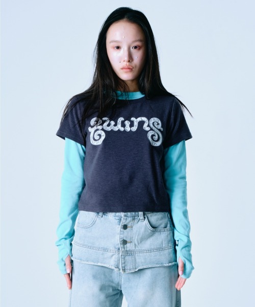twins（nemne store）（ツインズ）の「Lace twins logo Tee（Tシャツ/カットソー・レディース・White/チャコール・SMALL/MEDIUM）」の12枚目の写真