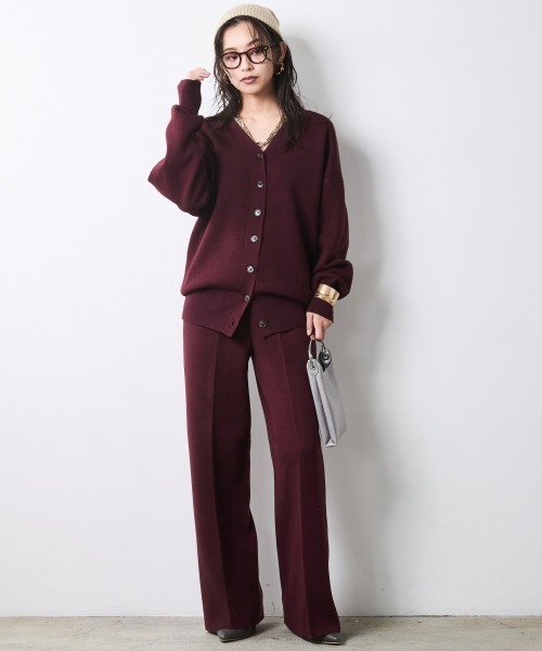CHIC STYLE(シックスタイル)の「Vネックニットカーディガン<大きいサイズ有>シックスタイル(カーディガン/ボレロ・レディース・グレー/ワイン/ブラック/ライトベージュ・M/3L/LL/L/5L/4L)」の9枚目の写真