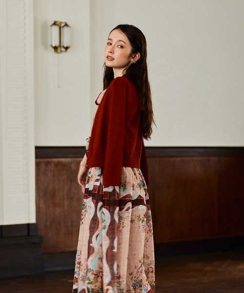 Audie a Muses(オーディアミューズ)の「リボンフレームプリントワンピース(ワンピース・レディース・ブラウン/ネイビー・38/42)」の8枚目の写真