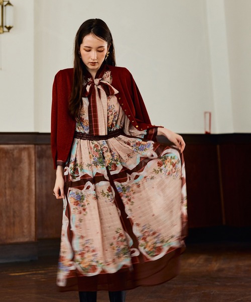 Audie a Muses(オーディアミューズ)の「リボンフレームプリントワンピース(ワンピース・レディース・ブラウン/ネイビー・38/42)」の10枚目の写真