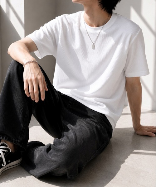 VIBGYOR(ヴィブジョー)の「【Bls】 【ZM】【Bling Leads】サーマルワッフル C/N TEE(BL)(Tシャツ/カットソー・メンズ・ホワイト/カーキ/ネイビー/グレー/ブラック・MEDIUM/LARGE/X-LARGE)」の7枚目の写真