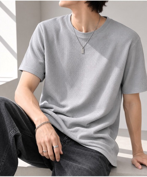 VIBGYOR(ヴィブジョー)の「【Bls】 【ZM】【Bling Leads】サーマルワッフル C/N TEE(BL)(Tシャツ/カットソー・メンズ・ホワイト/カーキ/ネイビー/グレー/ブラック・MEDIUM/LARGE/X-LARGE)」の9枚目の写真